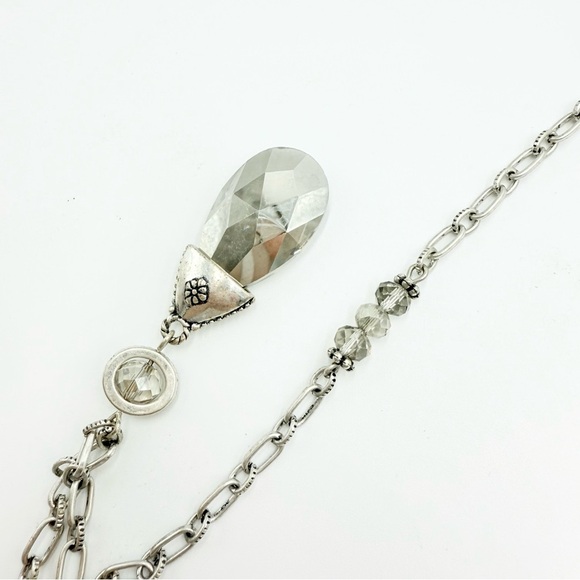 Chico’s Silver Tone Teardrop and Smoky Crystal Rhinestones Necklace - Picture 7 of 8